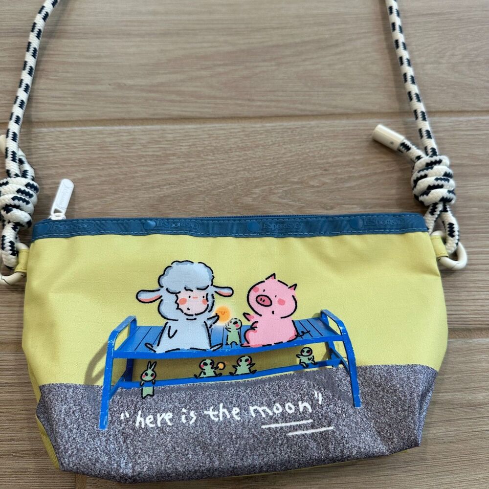 LeSportsac Iris Now Sheep and Pig "here is the moon" Shoulder Bag - Picture 2 of 6